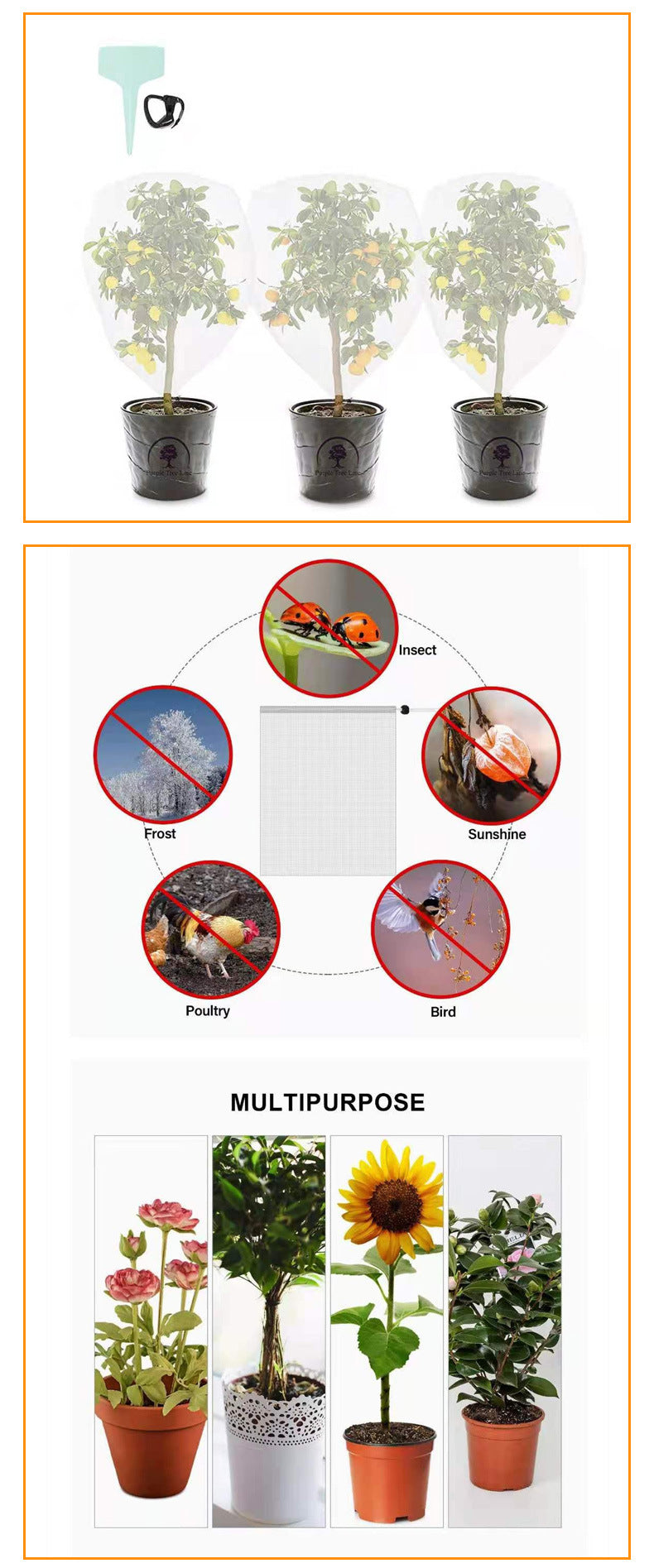 Bird & insect proof covers for garden fruits & vegetables
