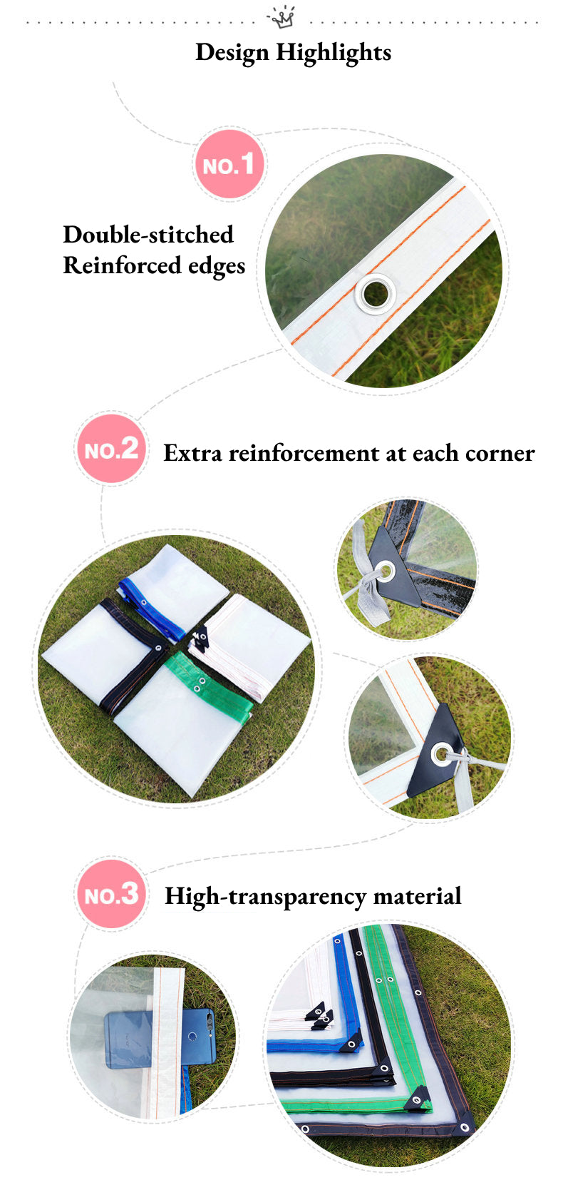 Plastic film - rainproof, windproof, thermal insulation, and frost protection.